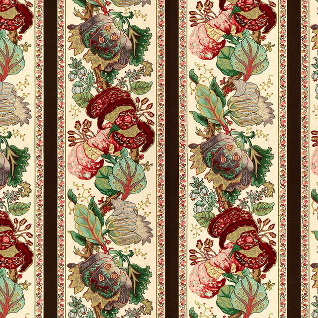 Brunschwig & Fils LA PORTUGAISE COT/LIN PRT BROWN STRIPE Fabric