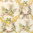 Brunschwig & Fils LES PERDRIX GLAZED CHINTZ RED BLUE-GREEN CREAM Fabric