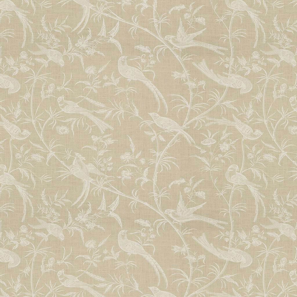 Brunschwig & Fils BENGALI LINEN PRINT WHITE ON NATURAL Fabric