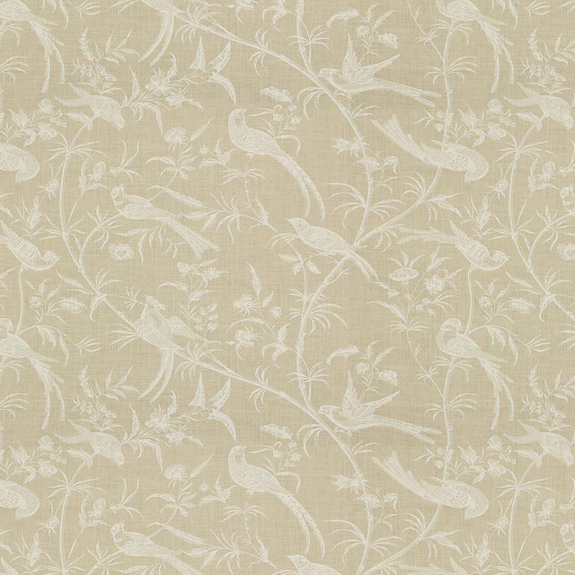 Brunschwig & Fils BENGALI LINEN PRINT WHITE ON NATURAL Fabric