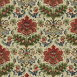Brunschwig & Fils WINDSOR DAMASK COTTON & LINEN PRINT RED ON ECRU Fabric