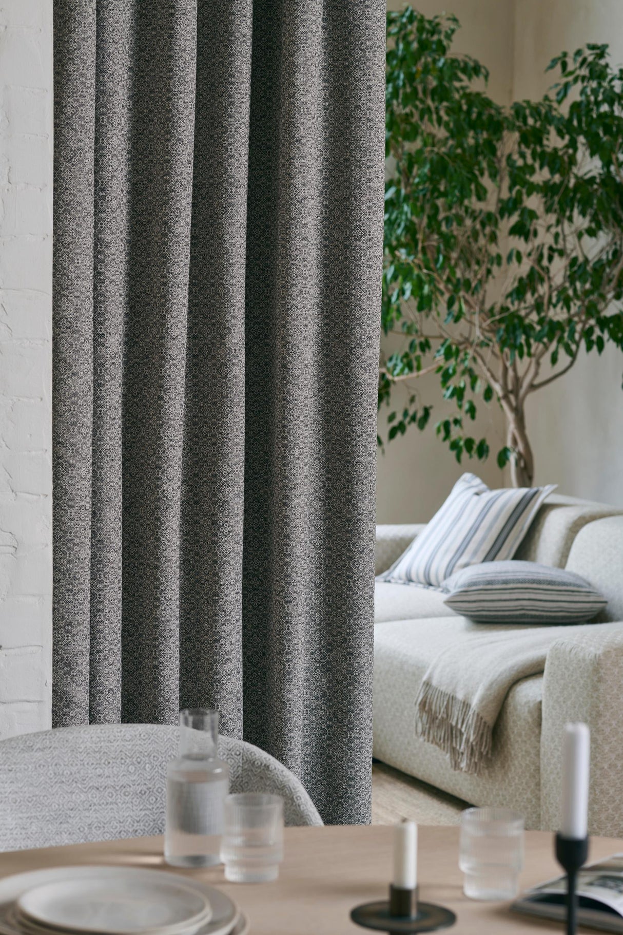 Clarke & Clarke ALMEIDA CHARCOAL Upholstery Fabric