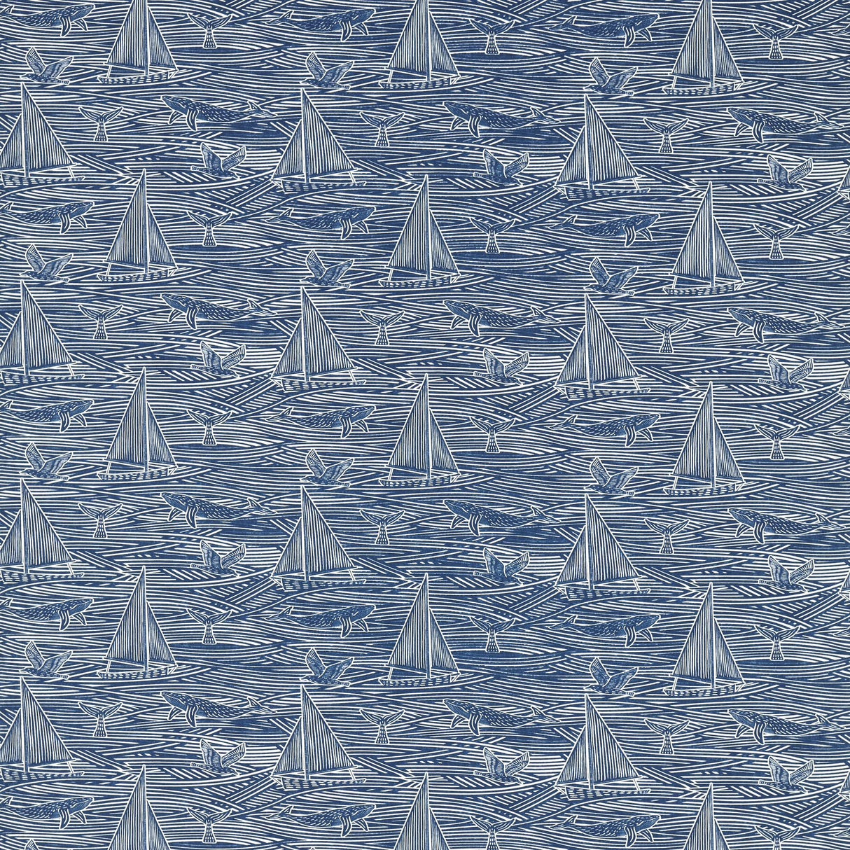 Clarke & Clarke FIN NAVY Fabric
