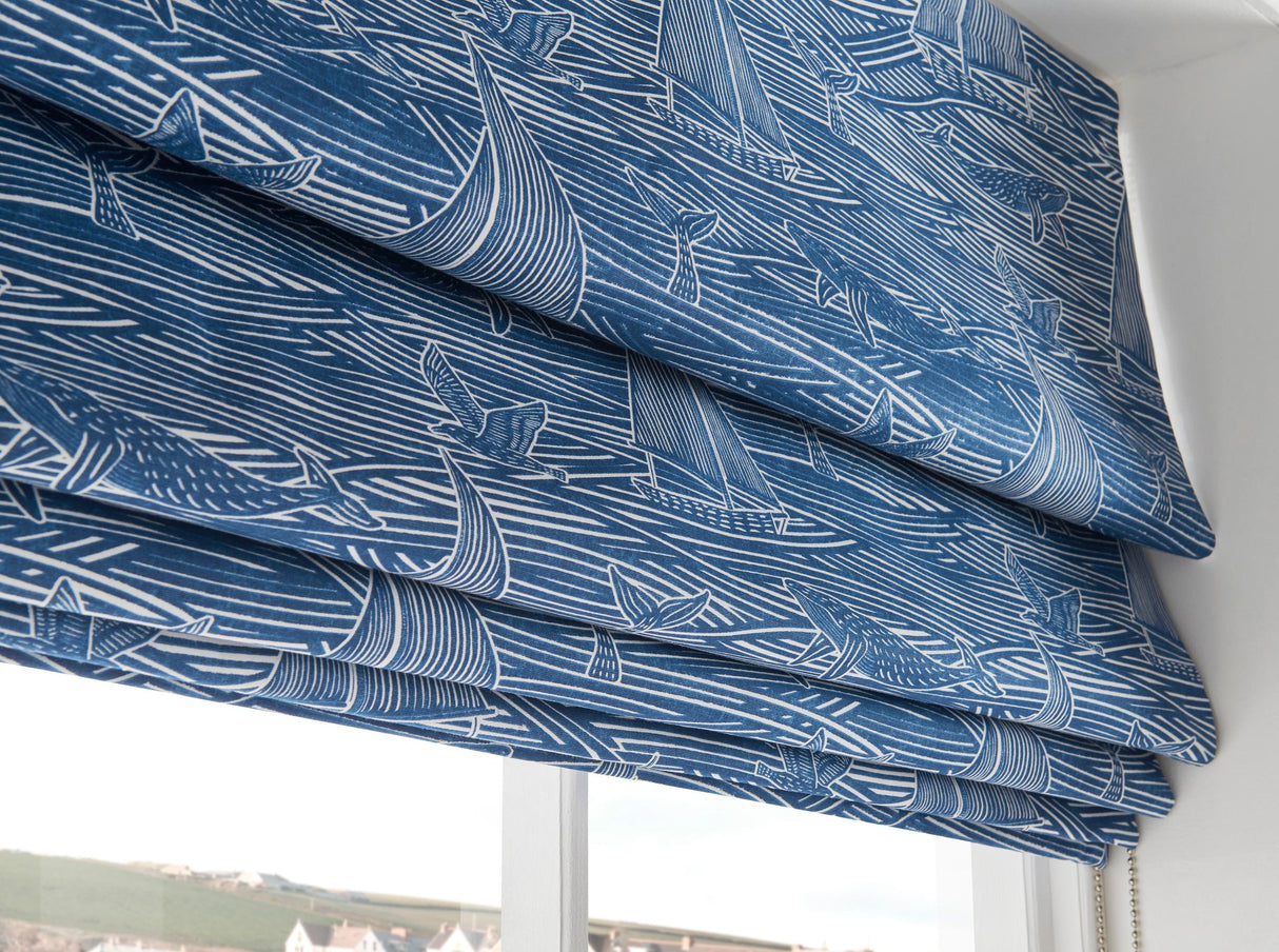 Clarke & Clarke FIN NAVY Fabric