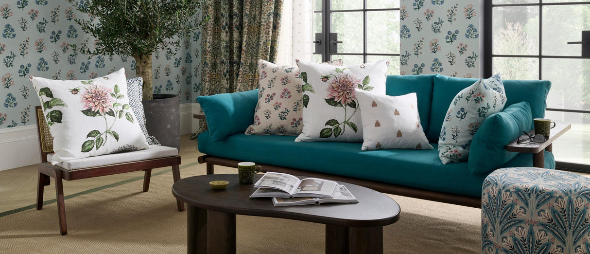 Clarke & Clarke LEIDEN TEAL BERRY Fabric