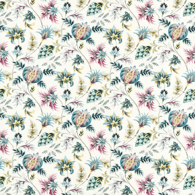 Clarke & Clarke SIZERGH TEAL BERRY Fabric