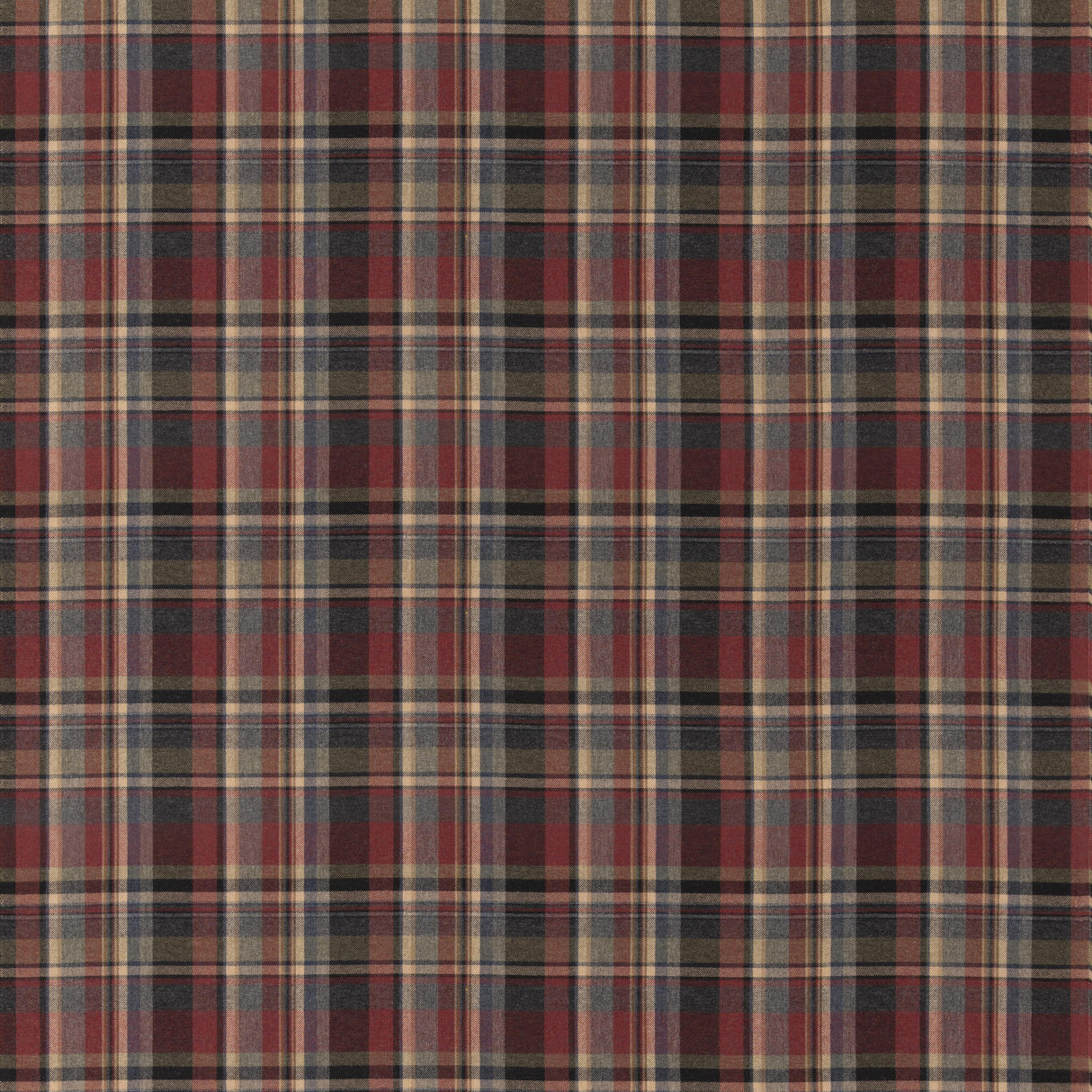 Mulberry LINDISFARNE PLAID CHARCOAL/RED Fabric