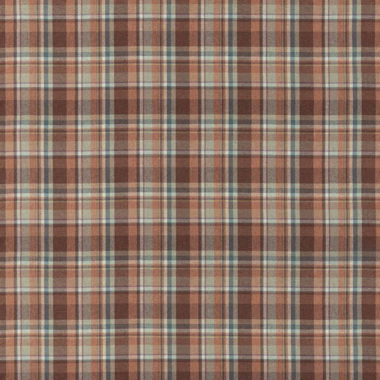 Mulberry LINDISFARNE PLAID RUSSET/AQUA Fabric