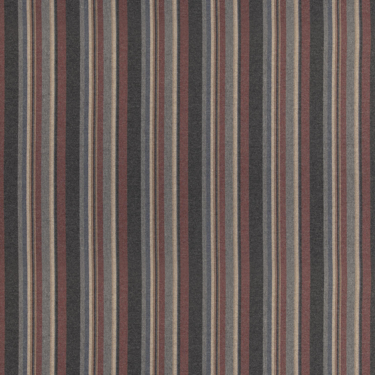 Mulberry LINDISFARNE STRIPE CHARCOAL/RED Fabric