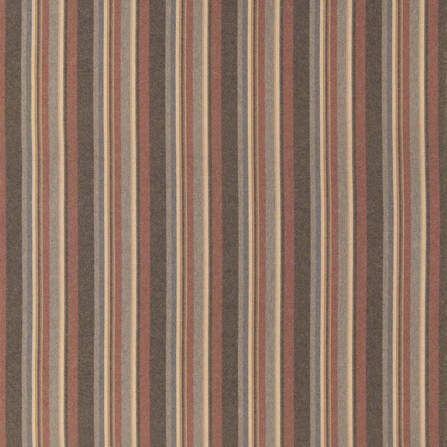 Mulberry LINDISFARNE STRIPE RUSSET/SLATE Fabric