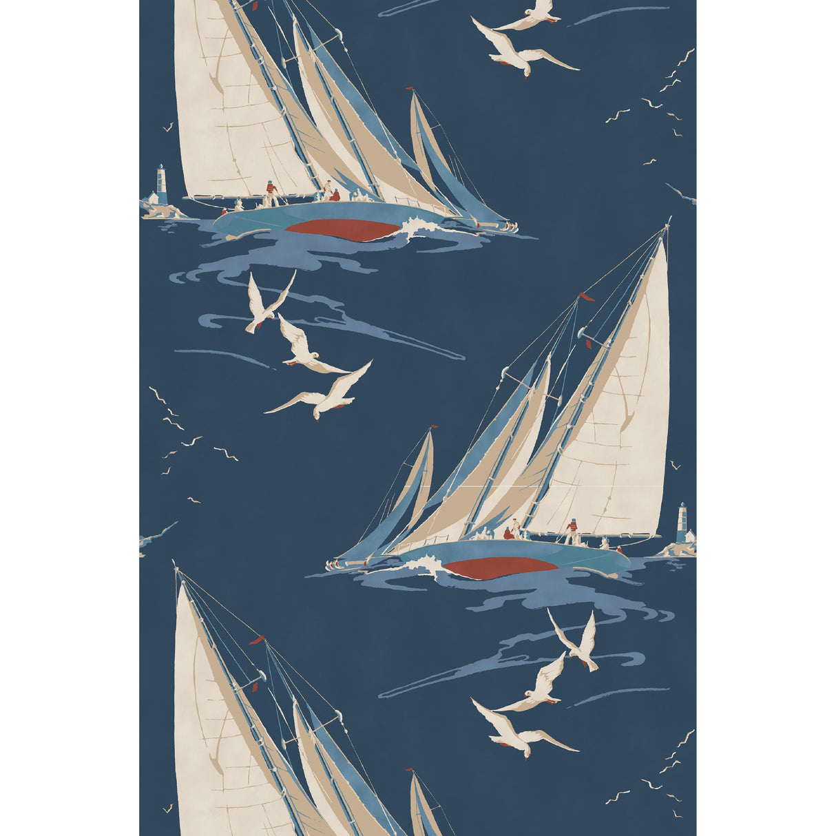 Mulberry ROUND THE ISLAND INDIGO Wallpaper