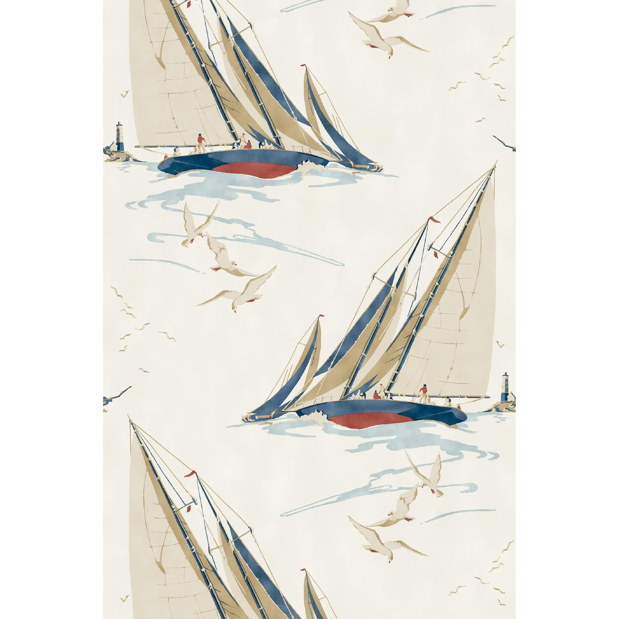 Mulberry ROUND THE ISLAND RED/BLUE Wallpaper