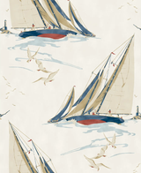 Mulberry ROUND THE ISLAND RED/BLUE Wallpaper