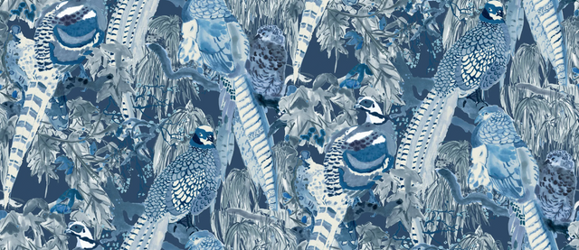 Mulberry GAME BIRDS INDIGO Wallpaper