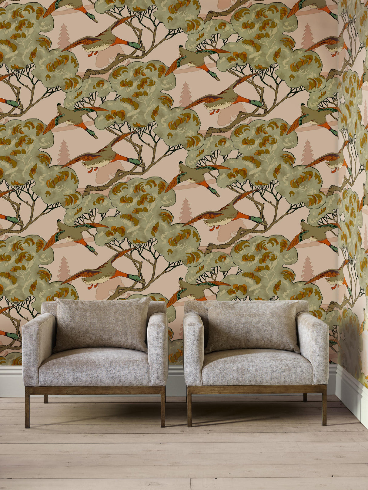 Mulberry GRAND FLYING DUCKS PLASTER Wallpaper