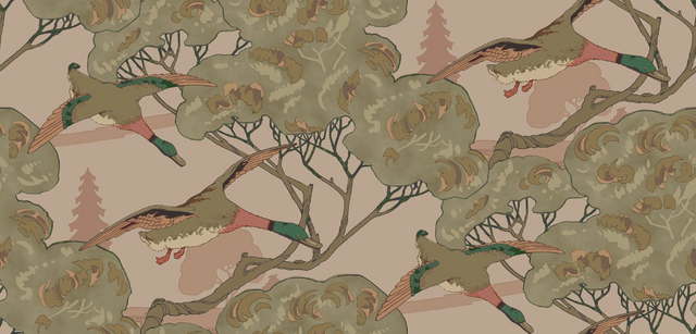 Mulberry GRAND FLYING DUCKS PLASTER Wallpaper