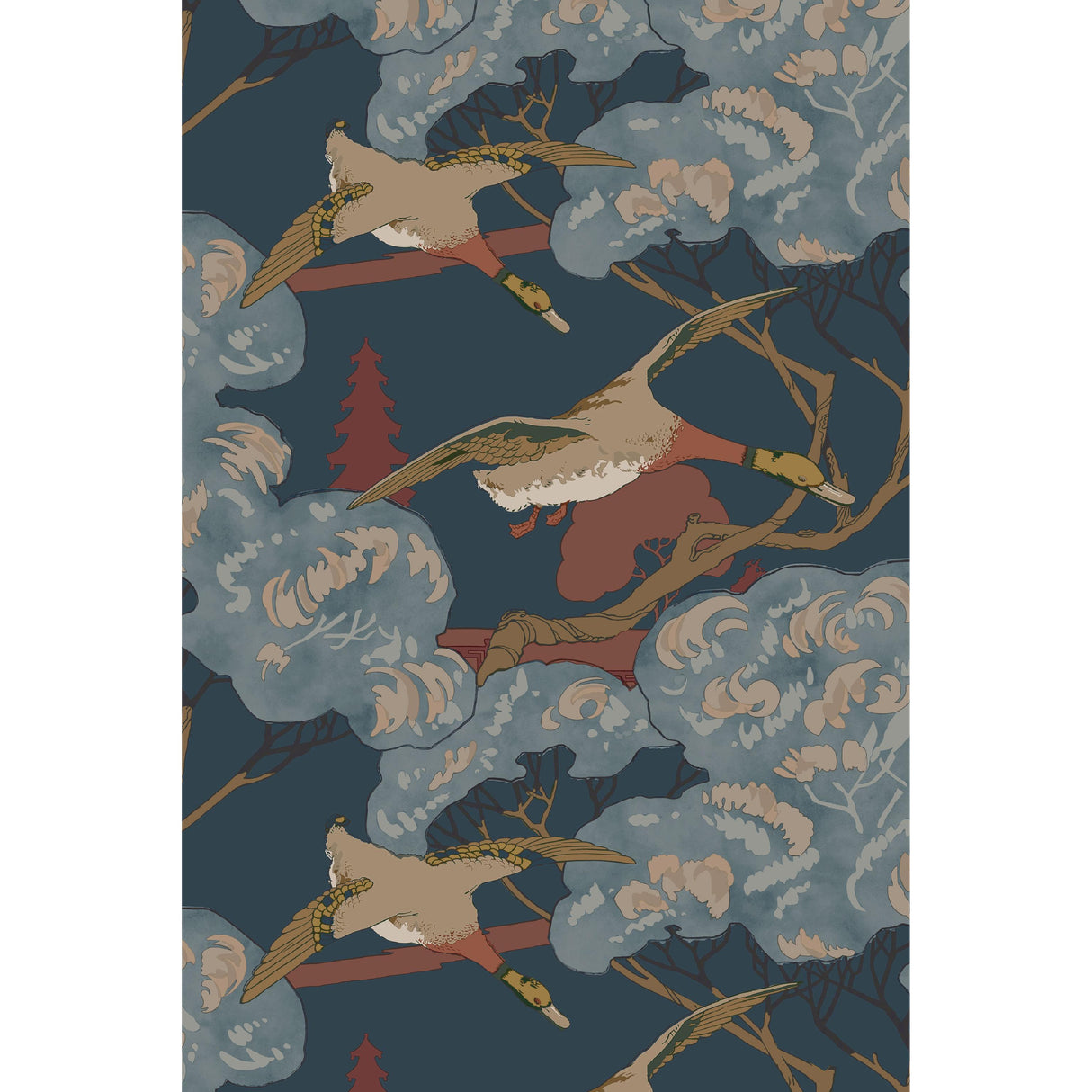 Mulberry GRAND FLYING DUCKS RED/BLUE Wallpaper
