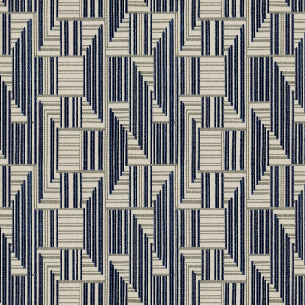 Lee Jofa CUBOID VELVET NAVY/GREY Upholstery Fabric