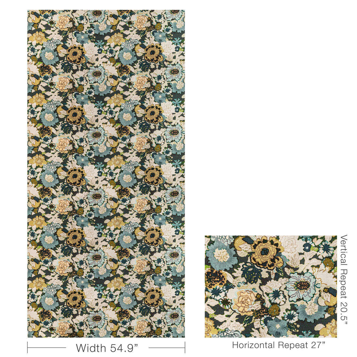 Lee Jofa ARIOSO PRINT MARINE/CITRON Fabric