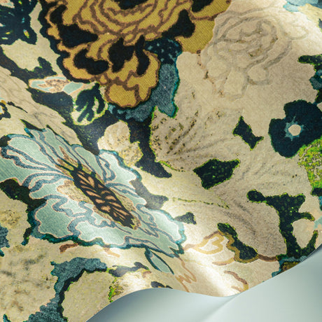 Lee Jofa ARIOSO PAPER MARINE/CITRON Wallpaper