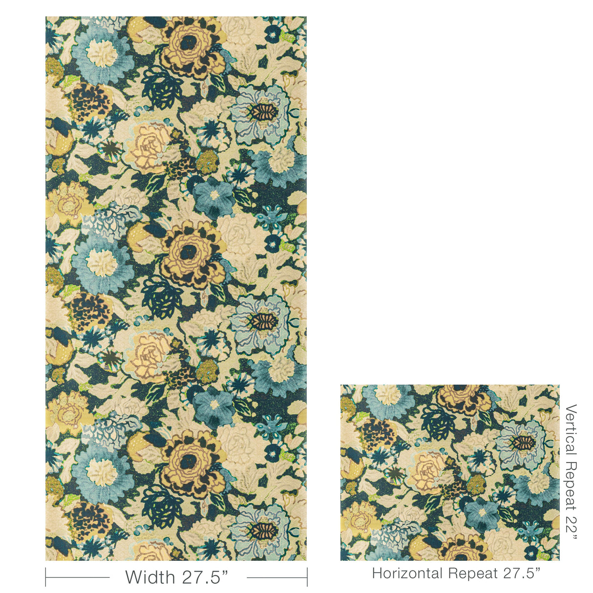 Lee Jofa ARIOSO PAPER MARINE/CITRON Wallpaper