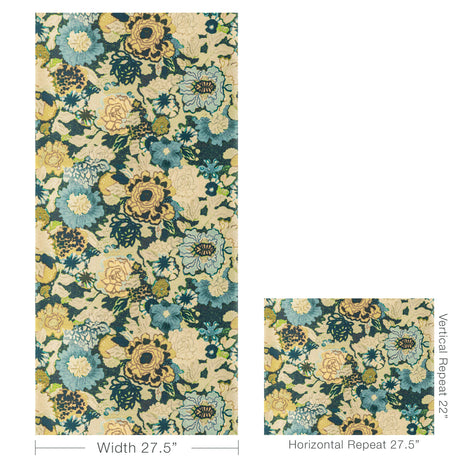 Lee Jofa ARIOSO PAPER MARINE/CITRON Wallpaper