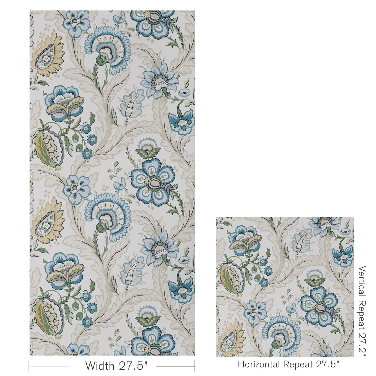 Lee Jofa WIMBERLY PAPER BLUE/SPRING Wallpaper