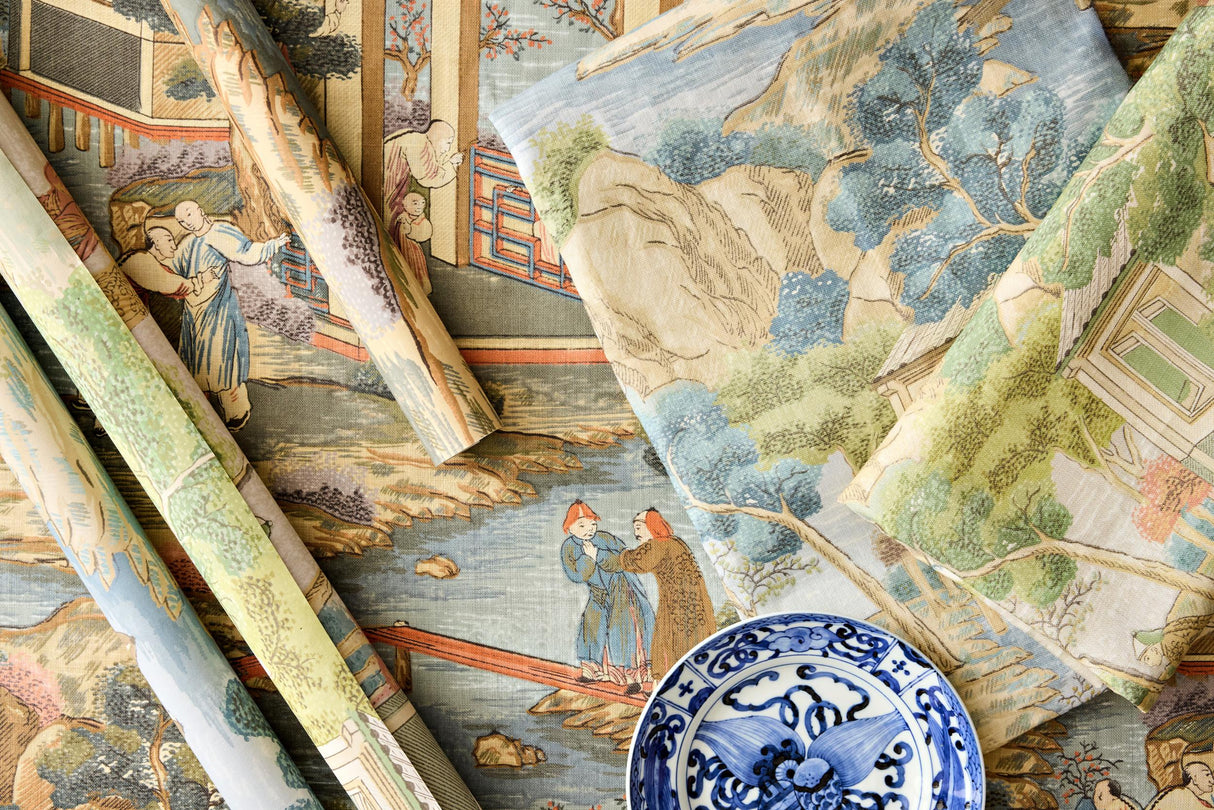 Lee Jofa TARIM RIVER PAPER AQUA Wallpaper