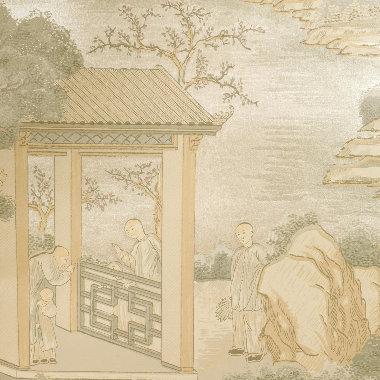 Lee Jofa TARIM RIVER MICA SILVER Wallpaper