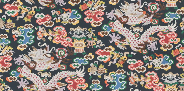 Brunschwig & Fils MING DRAGON INDIGO Wallpaper