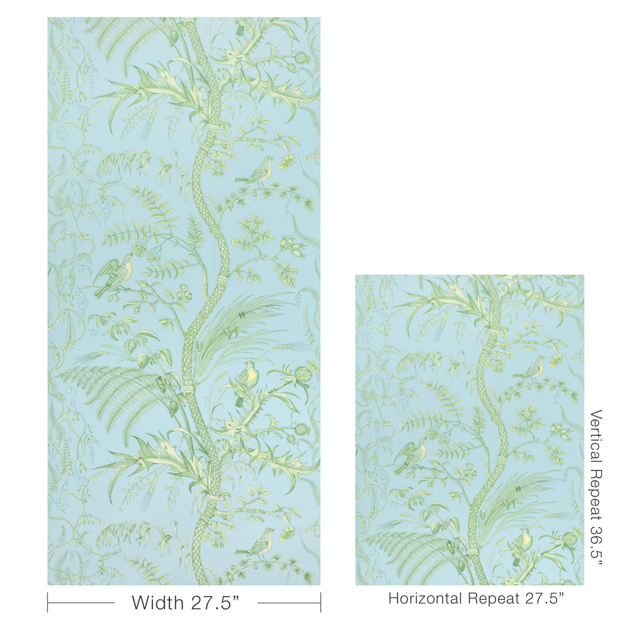 Brunschwig & Fils BIRD AND THISTLE II SKY Wallpaper