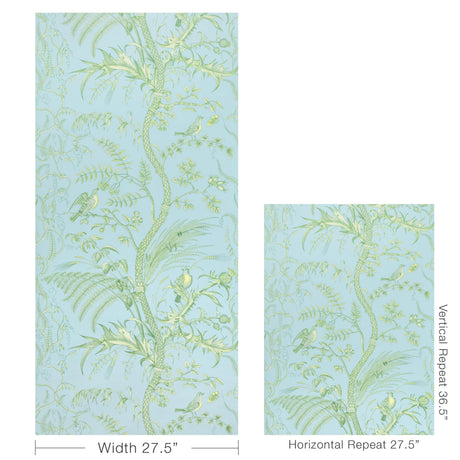 Brunschwig & Fils BIRD AND THISTLE II SKY Wallpaper