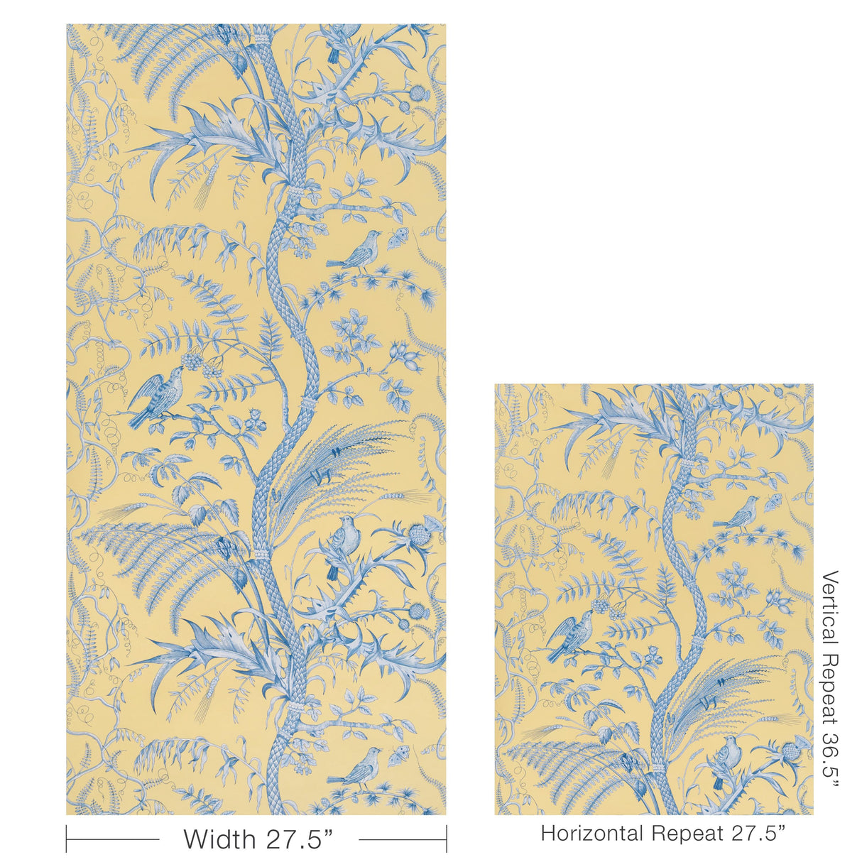 Brunschwig & Fils BIRD AND THISTLE II SUN Wallpaper
