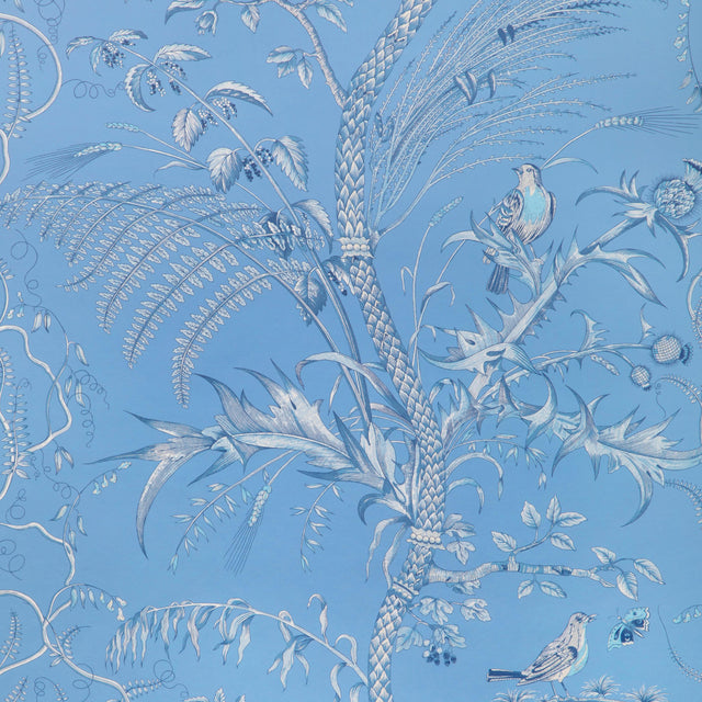 Brunschwig & Fils BIRD AND THISTLE II BLUE Wallpaper