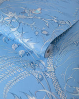 Brunschwig & Fils BIRD AND THISTLE II BLUE Wallpaper