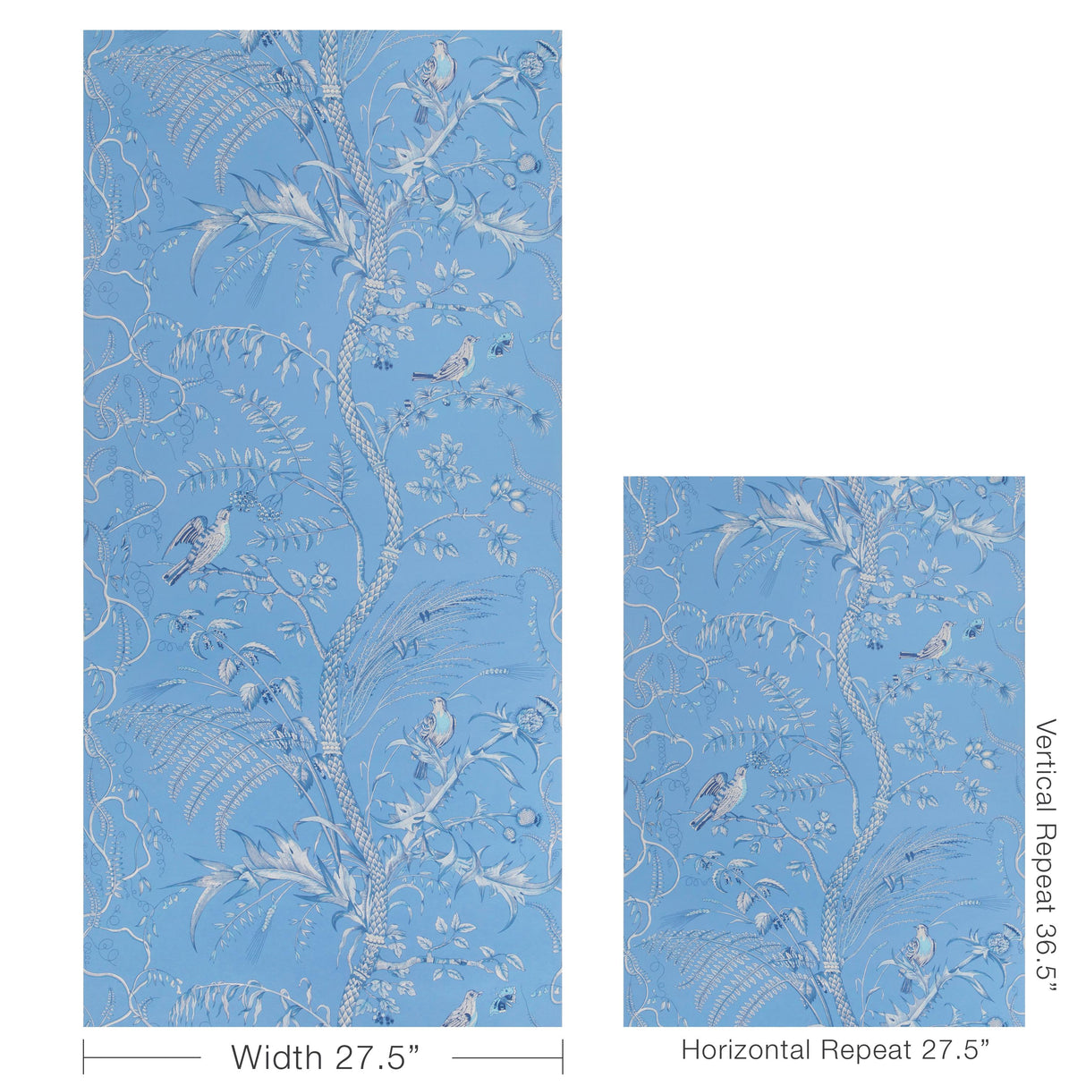 Brunschwig & Fils BIRD AND THISTLE II BLUE Wallpaper