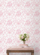 A-Street Prints Fairytale Peony Pink Toile Wallpaper