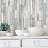 Brewster Home Fashions NuWallpaper None Brick, Wood & Stone Multicolor Wallpaper