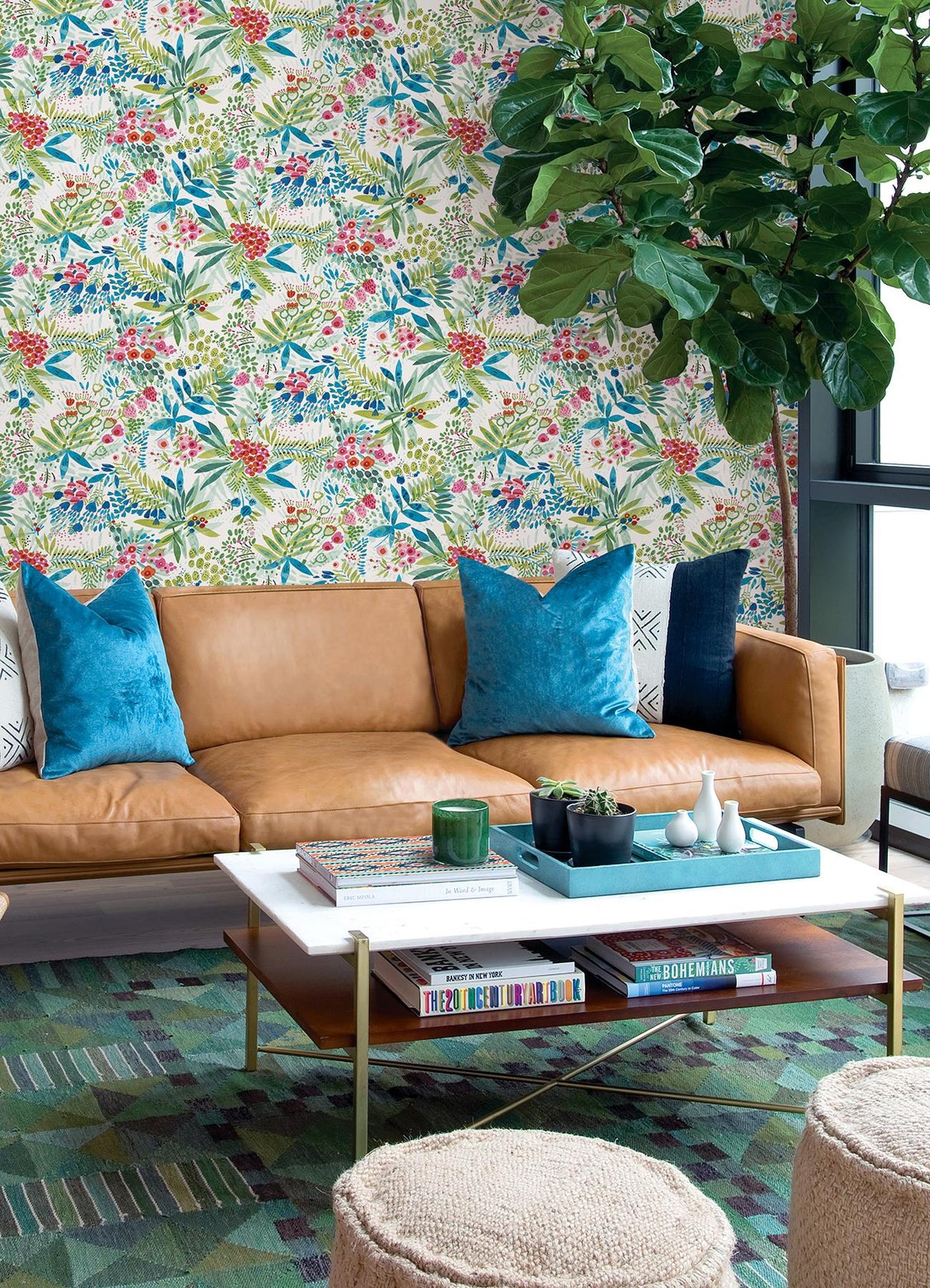 Brewster Home Fashions NuWallpaper None Flowers Brights Wallpaper