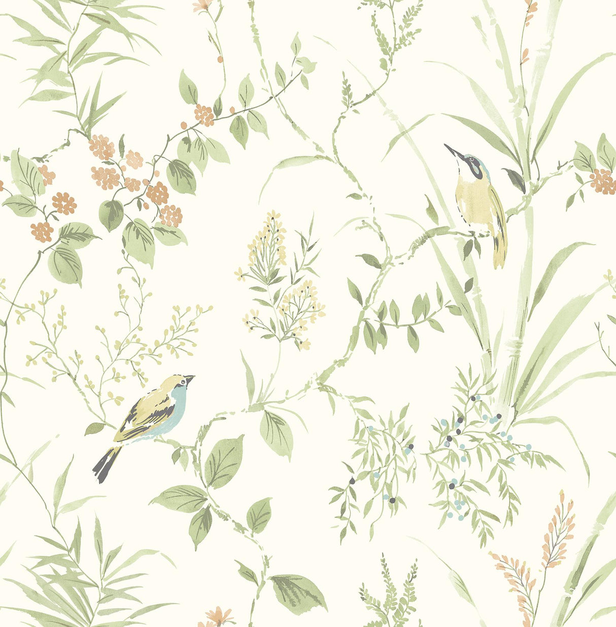 Brewster Home Fashions NuWallpaper None Leaves Sage Wallpaper