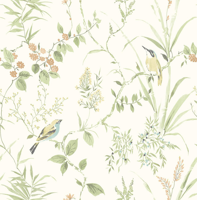 Brewster Home Fashions NuWallpaper None Leaves Sage Wallpaper