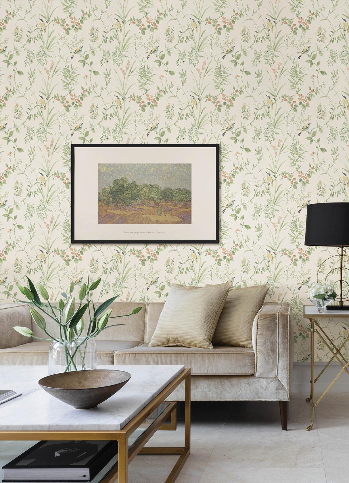 Brewster Home Fashions NuWallpaper None Leaves Sage Wallpaper