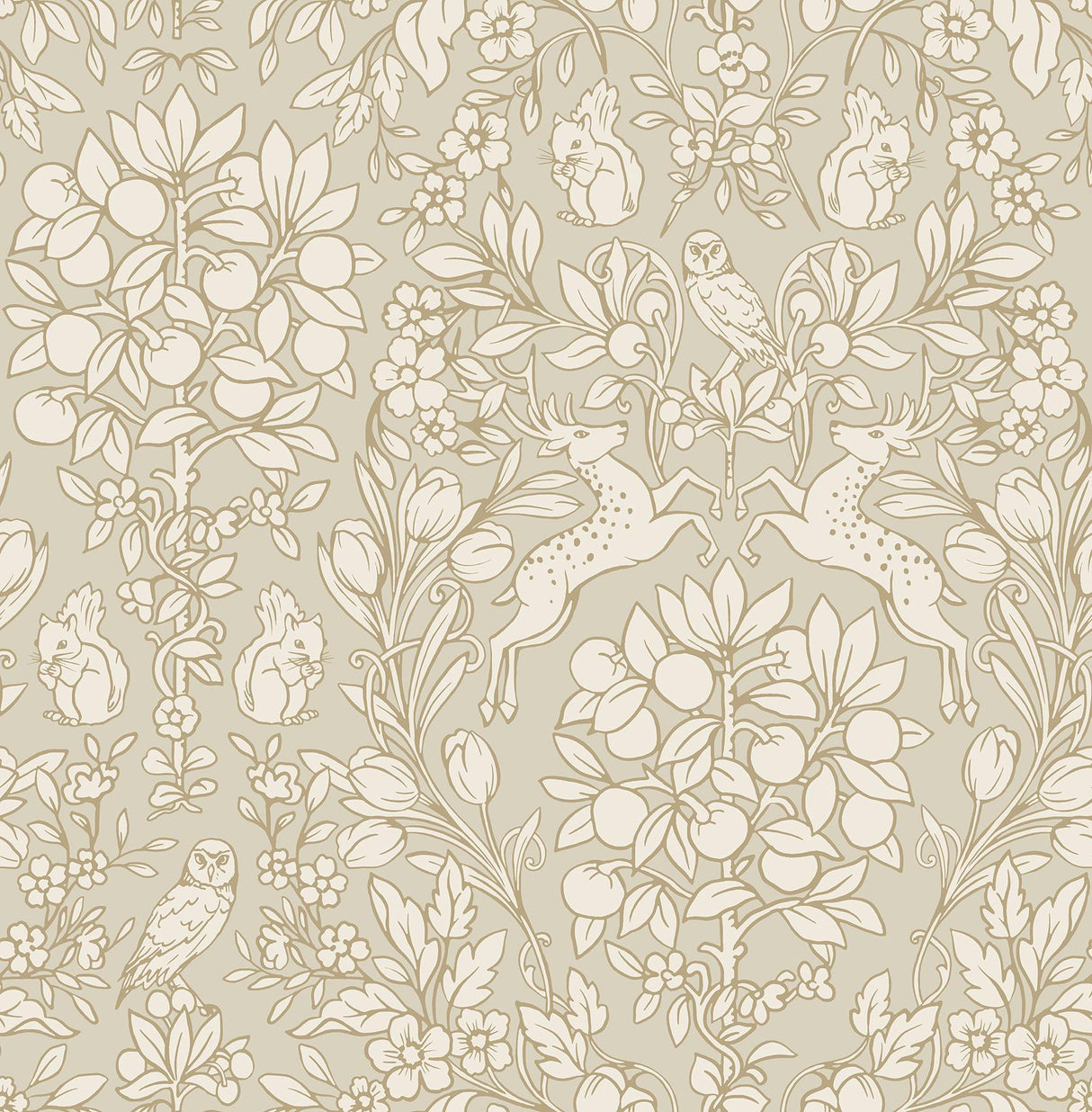 Brewster Home Fashions NuWallpaper None Deer Taupe Wallpaper