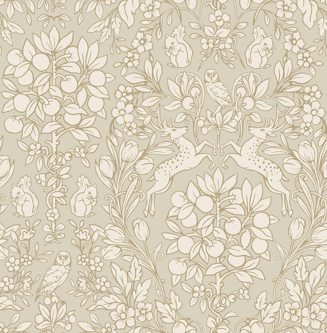 Brewster Home Fashions NuWallpaper None Deer Taupe Wallpaper