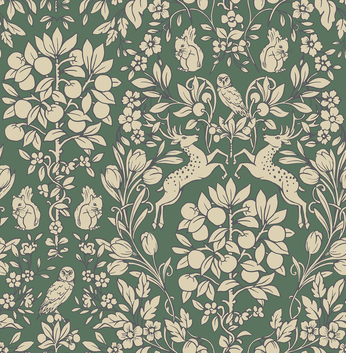 Brewster Home Fashions NuWallpaper None Deer Emerald Wallpaper