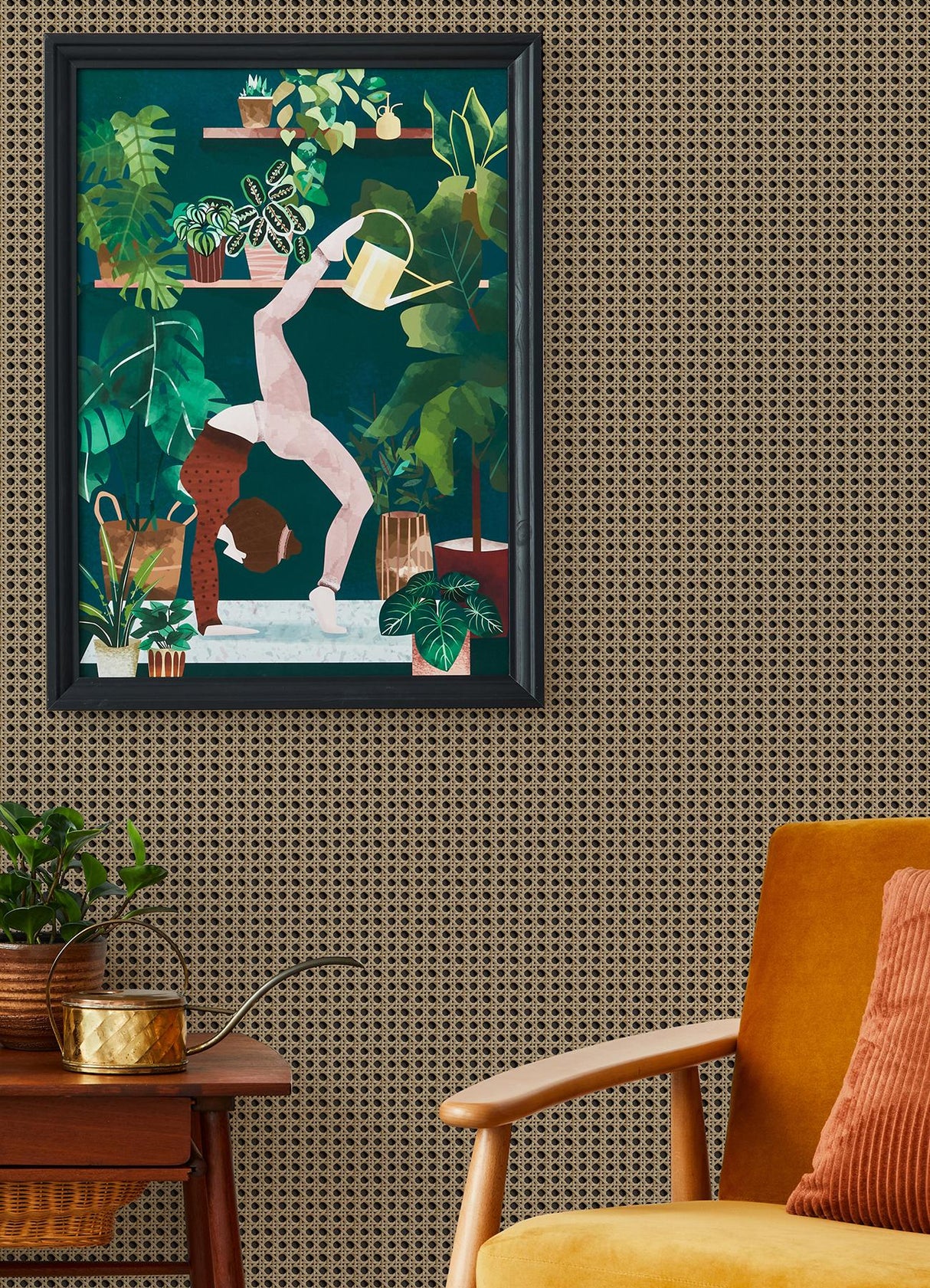 Brewster Home Fashions NuWallpaper None Brick, Wood & Stone Honey Wallpaper