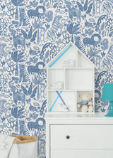 Brewster Home Fashions NuWallpaper None Birds Blue Wallpaper