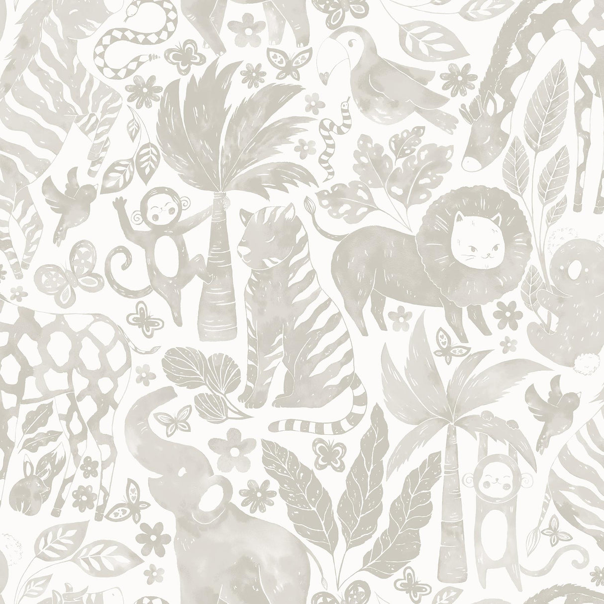 Brewster Home Fashions NuWallpaper None Birds Taupe Wallpaper