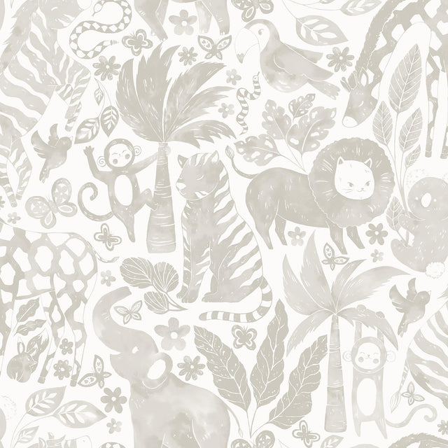 Brewster Home Fashions NuWallpaper None Birds Taupe Wallpaper