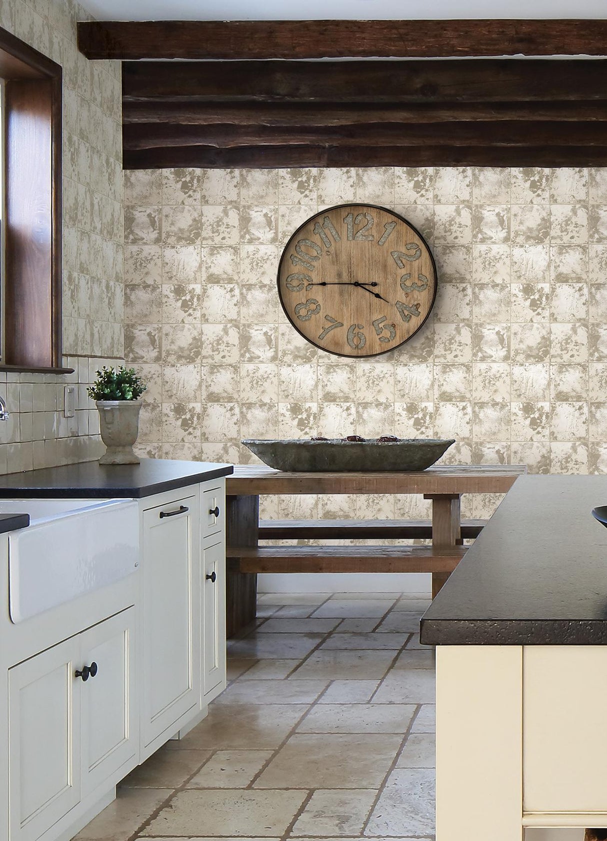 Brewster Home Fashions NuWallpaper None Tiles Silver Wallpaper